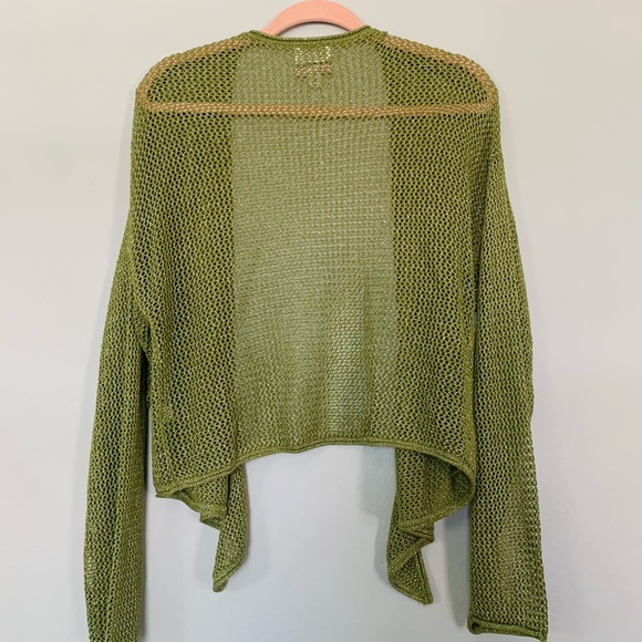 Green metallic crochet tie front cardigan - Picture 8 of 8